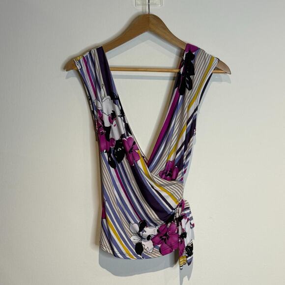 Purple Striped Floral Top - Picture 3 of 5